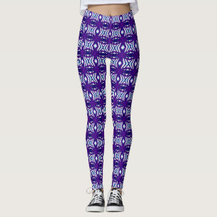 Purple Blue Pink Retro Deco Pattern Gym Yoga Leggings