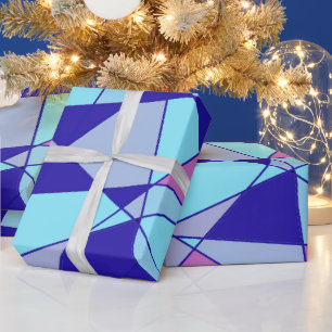 Purple blue pink triangle abstract wrapping paper