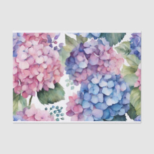 Purple, Blue, Pink Watercolor Hydrangea Flowers  Tissue Paper