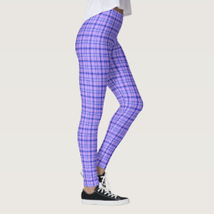 Purple Blue Plaid Classic Pattern Bright Leggings