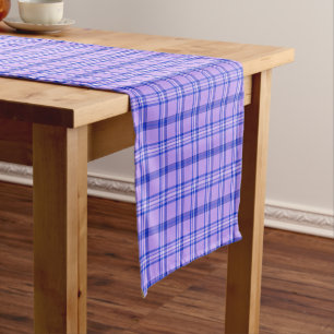 Purple Blue Plaid Classic Pattern Bright Short Table Runner