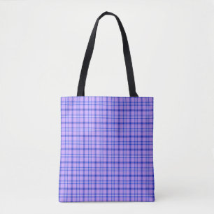 Purple Blue Plaid Classic Pattern Bright Tote Bag