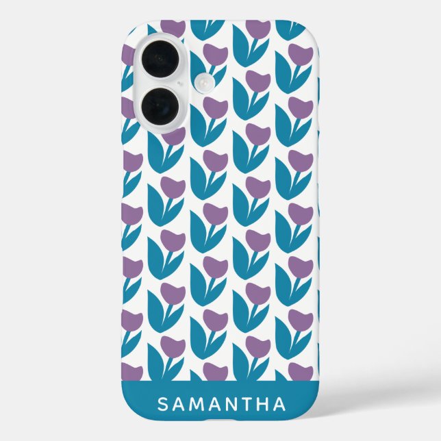 Purple Blue Playful Abstract Flowers Personalised Case-Mate iPhone Case (Back)