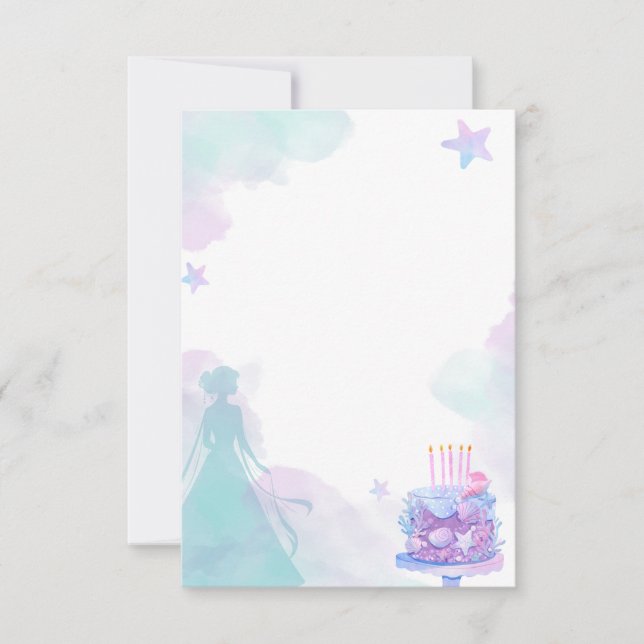 Purple Blue Princess Girl Birthday Party  Thank You Card (Front)