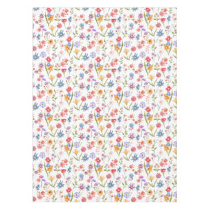 Purple Blue Red Watercolor Wildflower Tablecloth