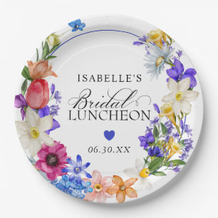 Purple Blue Red Wildflower Bridal Luncheon Shower Paper Plate
