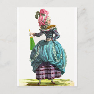 Purple & Blue Regency French Fashion Drawing Postcard