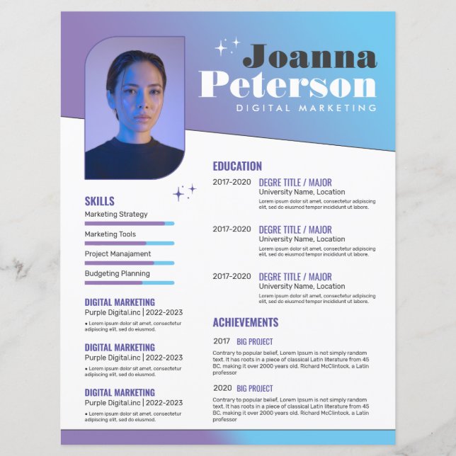 Purple Blue Resume (Template) (Front)