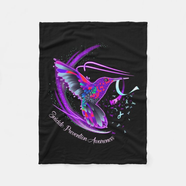 Purple Blue Ribbon Suicide Prevention Awareness 1  Fleece Blanket (Front)