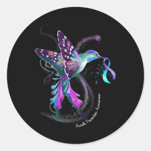 Purple Blue Ribbon Suicide Prevention Awareness Classic Round Sticker