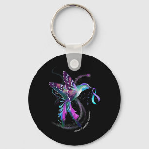 Purple Blue Ribbon Suicide Prevention Awareness Key Ring