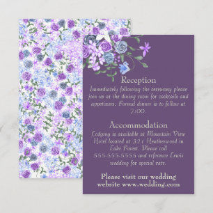 Purple & Blue Rose Bouquet Wedding Details Enclosure Card