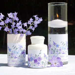 Purple, Blue Rose Centerpiece Wrap-around Labels Poster