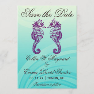 Purple & Blue Seahorse Save the Date