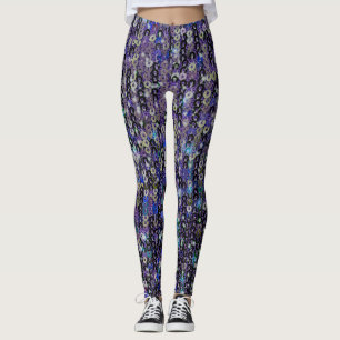 Purple blue sequins   sparkle pattern  tank top leggings