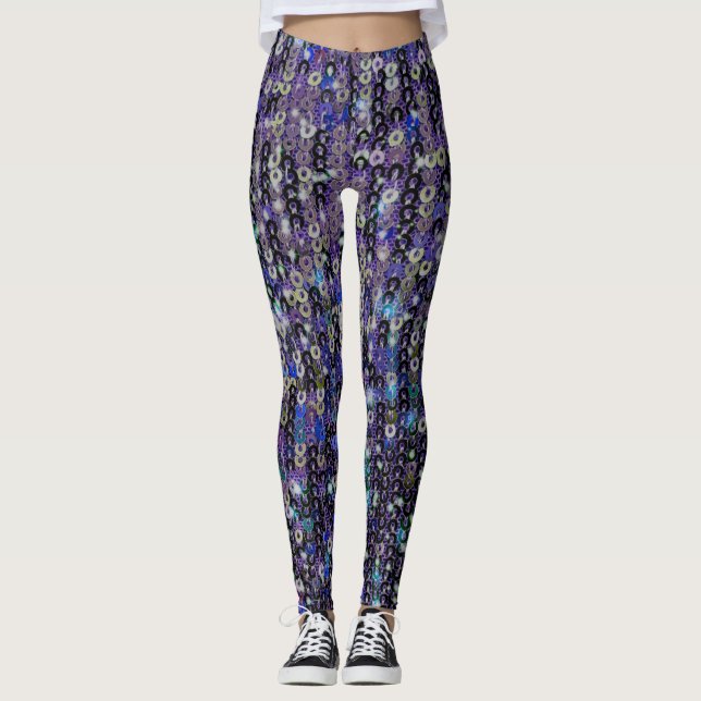 Purple blue sequins | sparkle pattern tank top leggings (Front)
