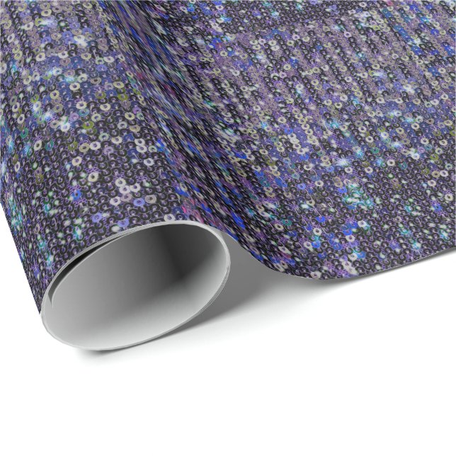 Purple blue sequins | sparkle pattern   wrapping paper (Roll Corner)