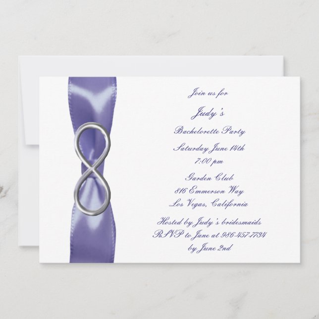Purple Blue Silver Infinity Bachelorette Party Invitation (Front)