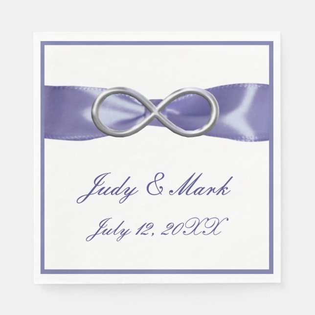 Purple Blue Silver Infinity Paper Napkins (Front)