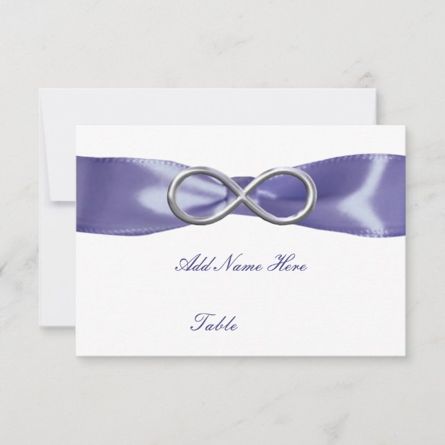 Purple Blue Silver Infinity Table Place Card (Front)