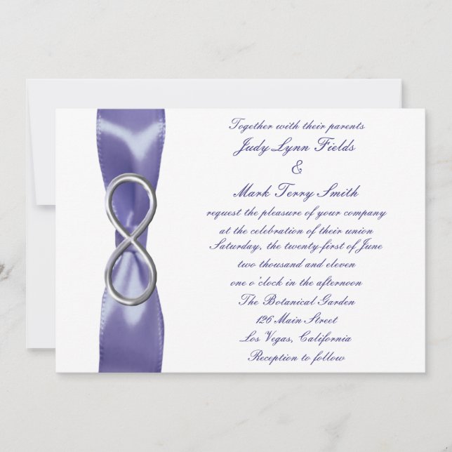 Purple Blue Silver Infinity Wedding Invitation (Front)