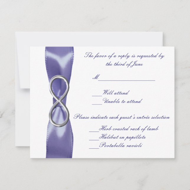 Purple Blue Silver Infinity Wedding Response Card (Front)