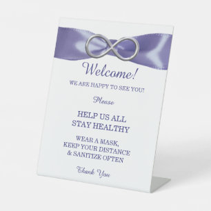 Purple Blue Silver Infinity Wedding Safety Pedestal Sign