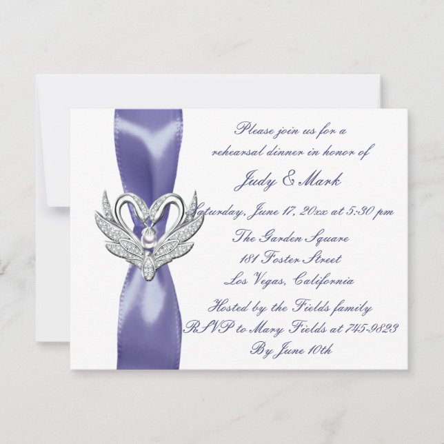 Purple Blue Silver Swans Rehearsal Dinner (Front)