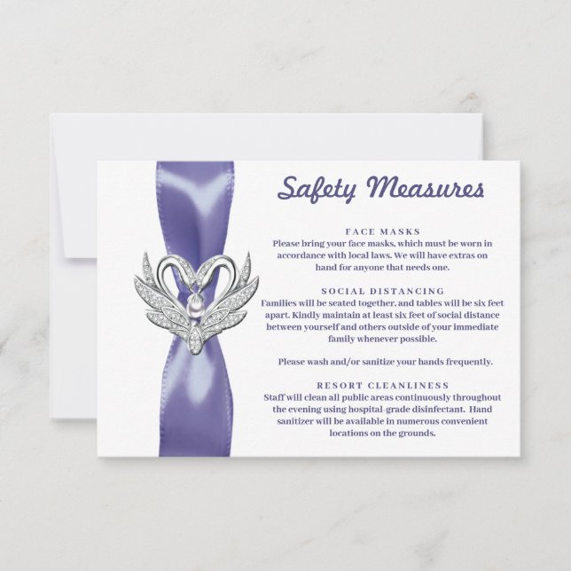 Purple Blue Silver Swans Safety Measures Card (Front)