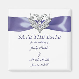 Purple Blue Silver Swans Save The Date Magnet