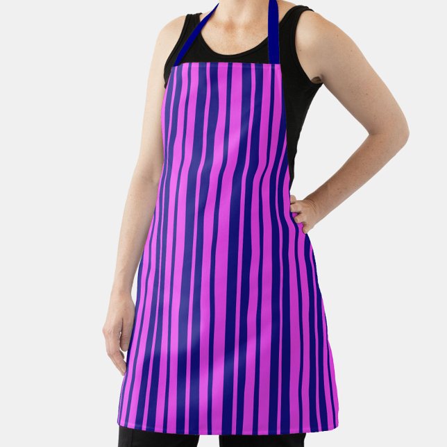 Purple Blue Stylish Stripes Pattern Design  Apron (Creator Uploaded)