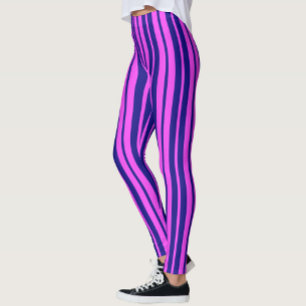 Purple Blue Stylish Stripes Pattern Design Leggings