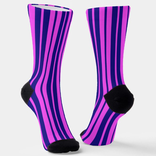 Purple Blue Stylish Stripes Pattern Design  Socks (Creator Uploaded)
