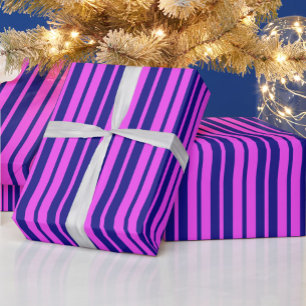 Purple Blue Stylish Stripes Pattern Design  Wrapping Paper