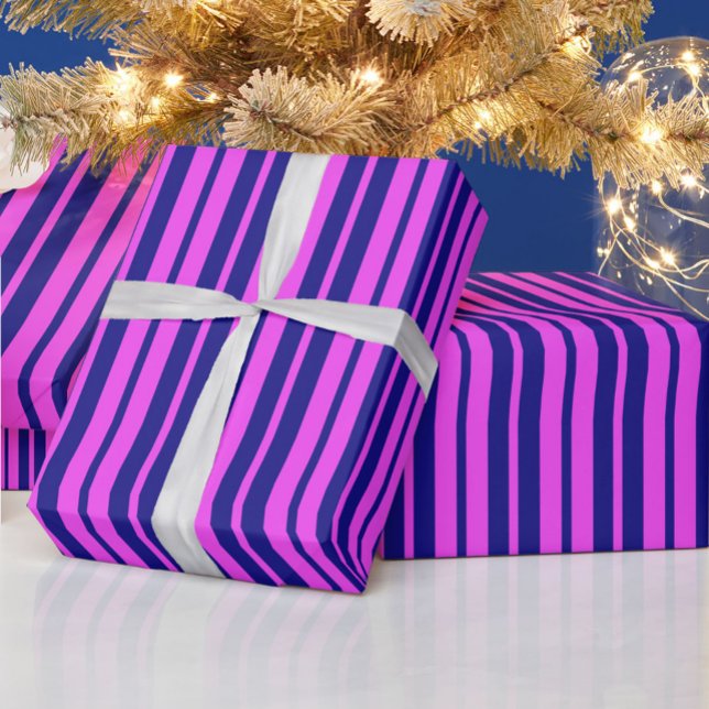Purple Blue Stylish Stripes Pattern Design  Wrapping Paper (Creator Uploaded)