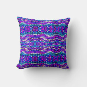 Purple Blue Turquoise Mosaic Tile Pattern Pillow