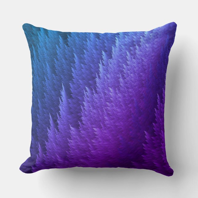 Purple Blue Tye Dye Feather Pattern Cushion (Front)