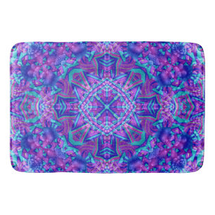 Purple & Blue Vintage Fractal Kaleidoscope Bath Mat