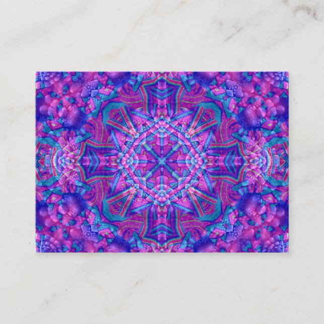 Purple & Blue Vintage Fractal Kaleidoscope Business Card (Front)