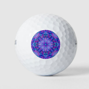 Purple & Blue Vintage Fractal Kaleidoscope Golf Balls