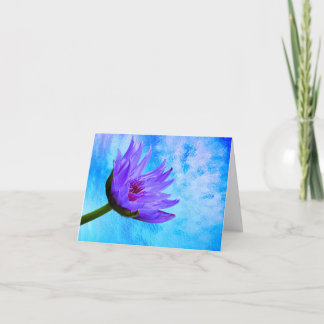 Purple Blue Water Lily Blank Note Greeting Cards