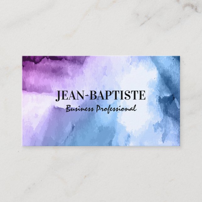 Purple Blue Watercolor Background Business Card (Front)