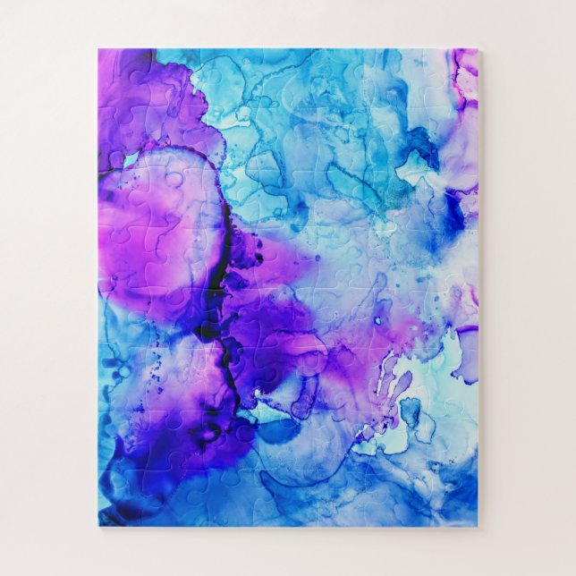Purple & Blue Watercolor Gradient Pattern Jigsaw Puzzle (Vertical)