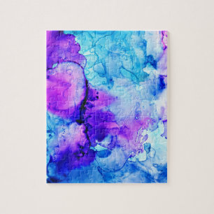 Purple & Blue Watercolor Gradient Pattern Jigsaw Puzzle