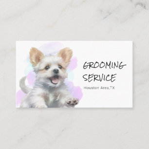 Purple/Blue Watercolor Pet Grooming Service Business Card