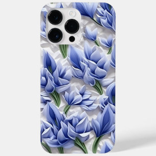 PURPLE BLUE WHITE 3-D PAPER LOOK BLUEBELLS Case-Mate iPhone 14 PRO MAX CASE