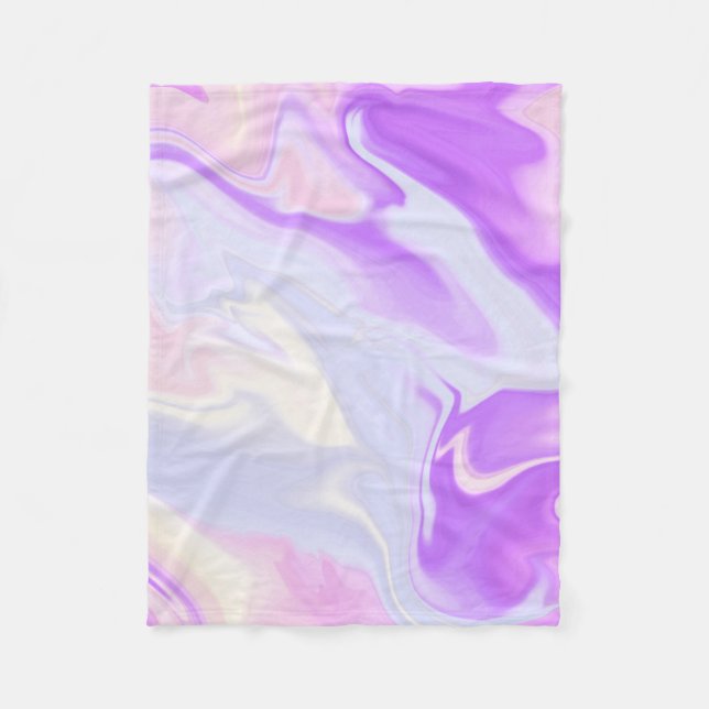 Purple Blue White Abstract Watercolor Pattern Fleece Blanket (Front)