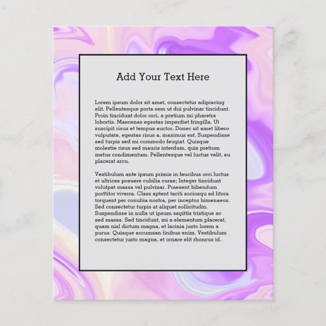 Purple Blue White Abstract Watercolor Pattern Flyer (Front)