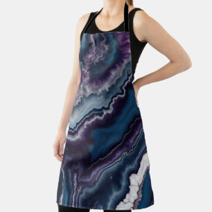 Purple Blue White Agate Marble design  Apron