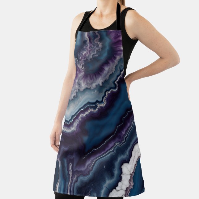 Purple Blue White Agate Marble design  Apron (Insitu)